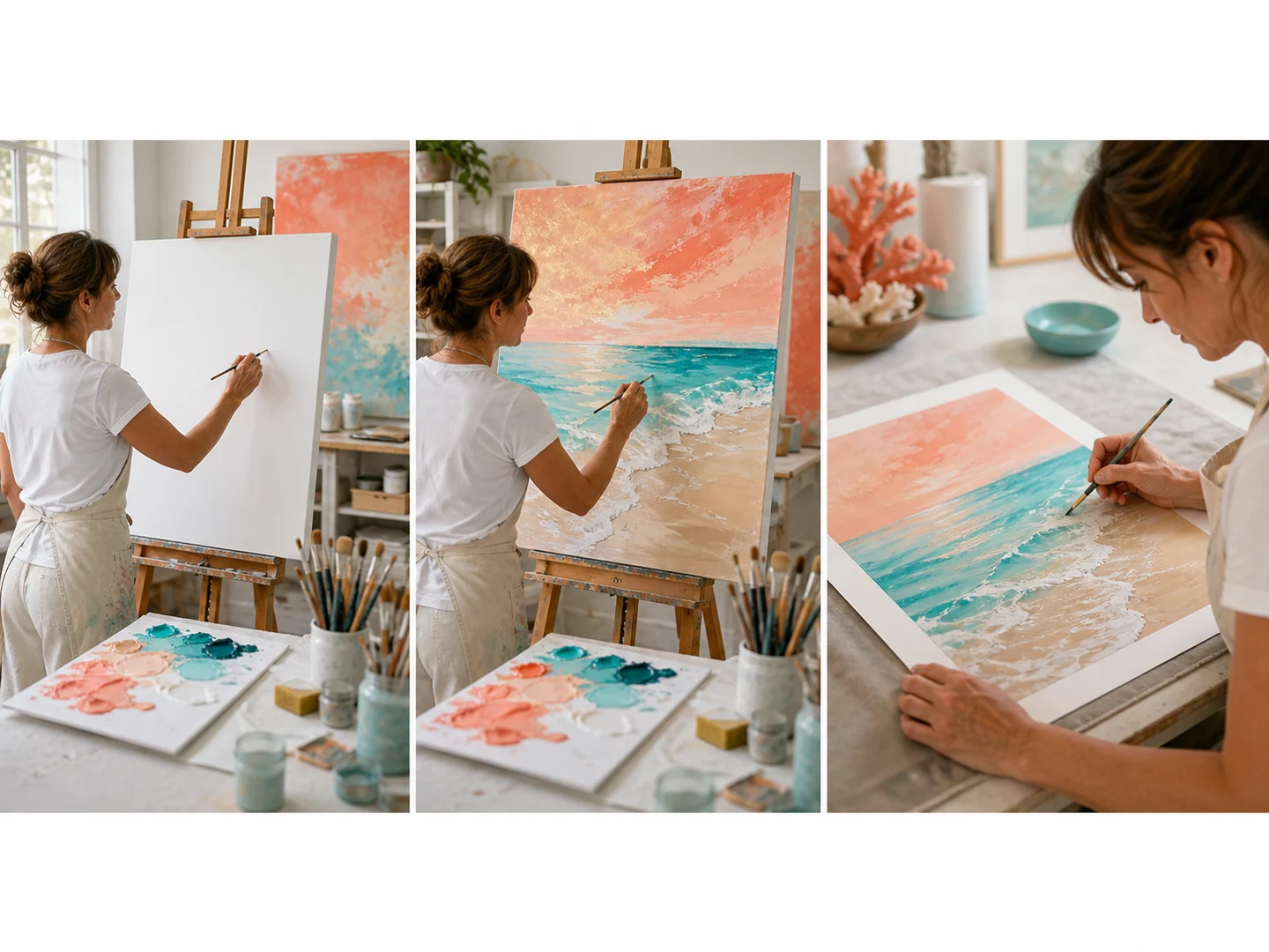 An artist moving from image creation to precise editing