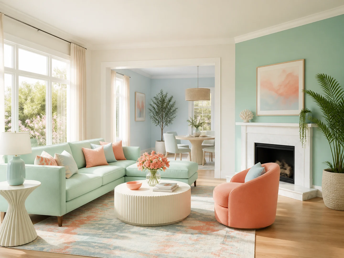 A bright room showing broad and focused visual edits