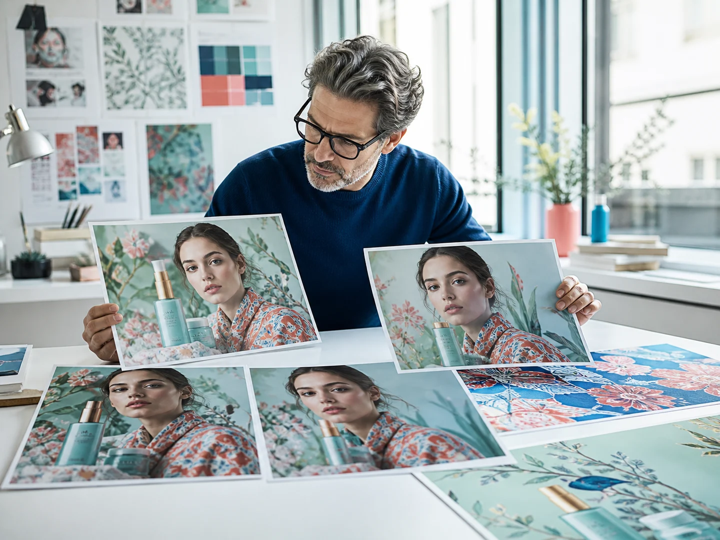 An artist comparing preserved source-image details